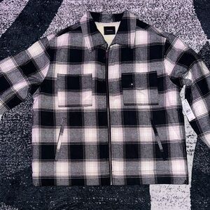PacSun Checkered Black and White Shirt Jacket